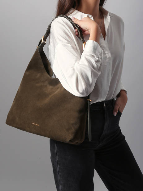 Grand Sac Hobo Jess En Cuir Velours Vanessa bruno Vert jess 29V40917 vue secondaire 1