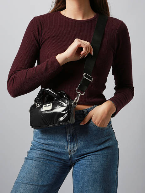 Sac Bandoulière Glossy Polyester Recyclé Wouf Noir glossy BM250023 vue secondaire 1